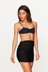 Black Ruched Beach Skirt